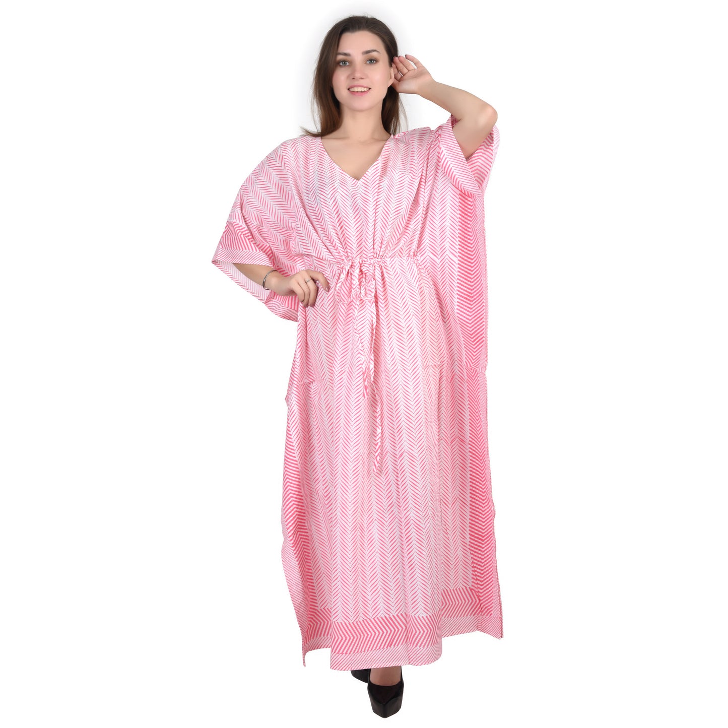 Hand Block Print Cotton Caftans For Women Free Size Vintage traditonal art Maxi gown sleepwear Night gown Kaftan dress