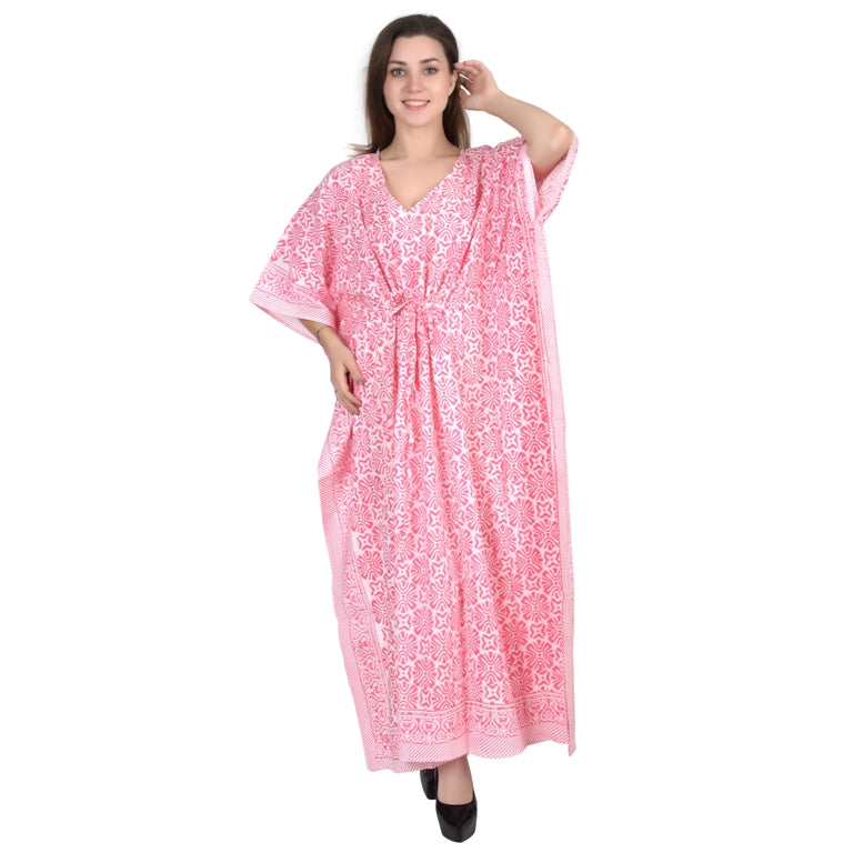 Hand Block Print Cotton Caftans For Women Free Size Vintage traditonal art Maxi gown sleepwear Night gown Kaftan dress