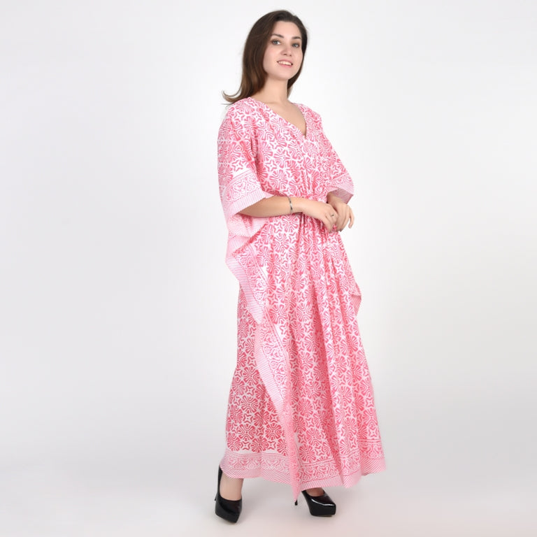 Hand Block Print Cotton Caftans For Women Free Size Vintage traditonal art Maxi gown sleepwear Night gown Kaftan dress