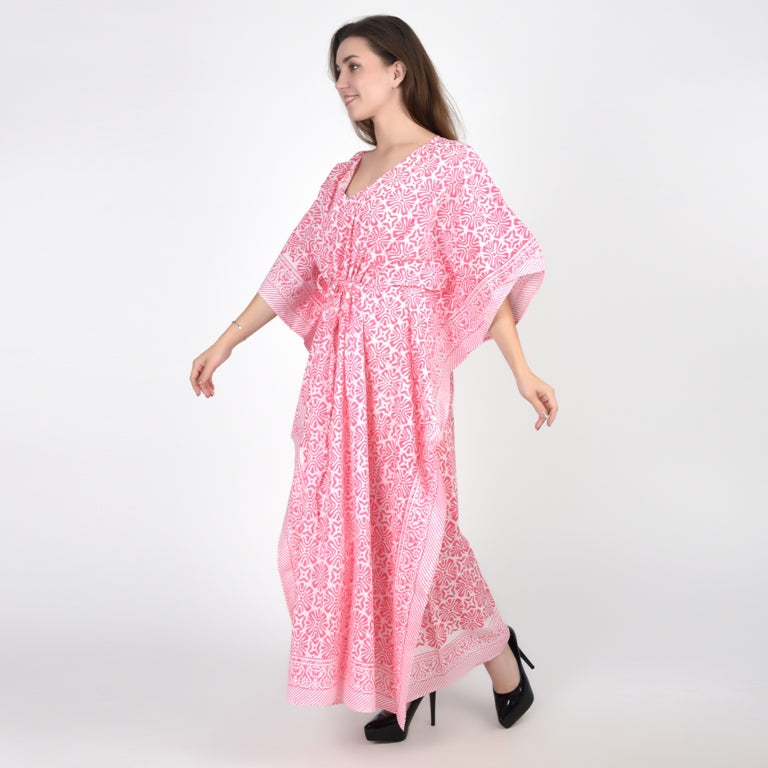 Hand Block Print Cotton Caftans For Women Free Size Vintage traditonal art Maxi gown sleepwear Night gown Kaftan dress