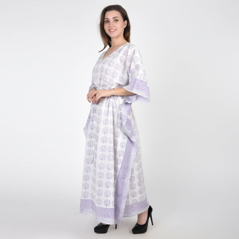 Hand Block Print Cotton Caftans For Women Free Size Vintage traditonal art Maxi gown sleepwear Night gown Kaftan dress