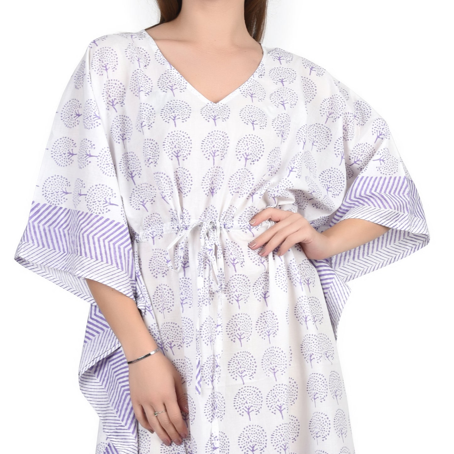 Hand Block Print Cotton Caftans For Women Free Size Vintage traditonal art Maxi gown sleepwear Night gown Kaftan dress