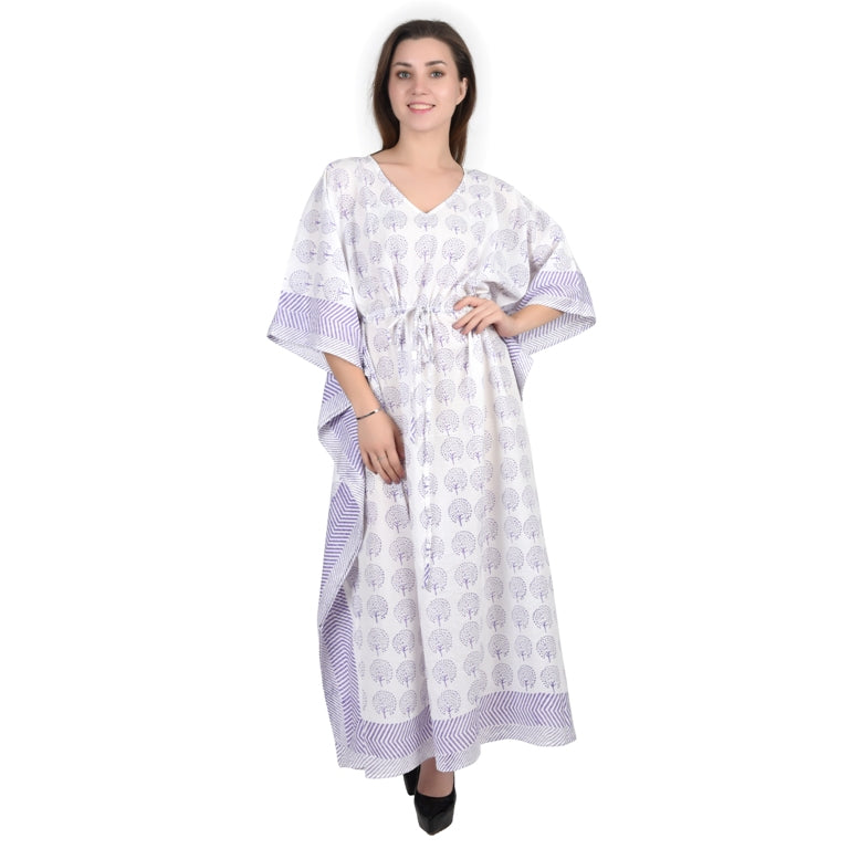 Hand Block Print Cotton Caftans For Women Free Size Vintage traditonal art Maxi gown sleepwear Night gown Kaftan dress