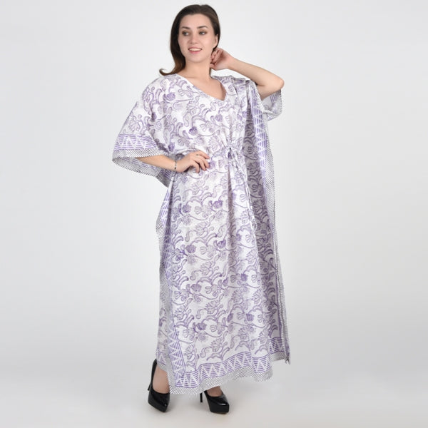 Hand Block Print Cotton Caftans For Women Free Size Vintage traditonal art Maxi gown sleepwear Night gown Kaftan dress