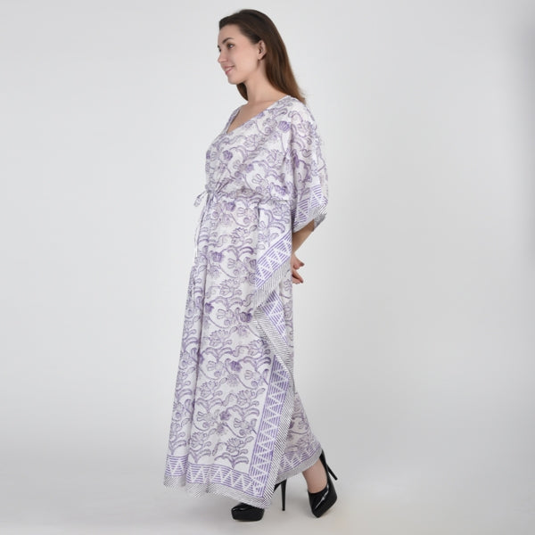 Hand Block Print Cotton Caftans For Women Free Size Vintage traditonal art Maxi gown sleepwear Night gown Kaftan dress