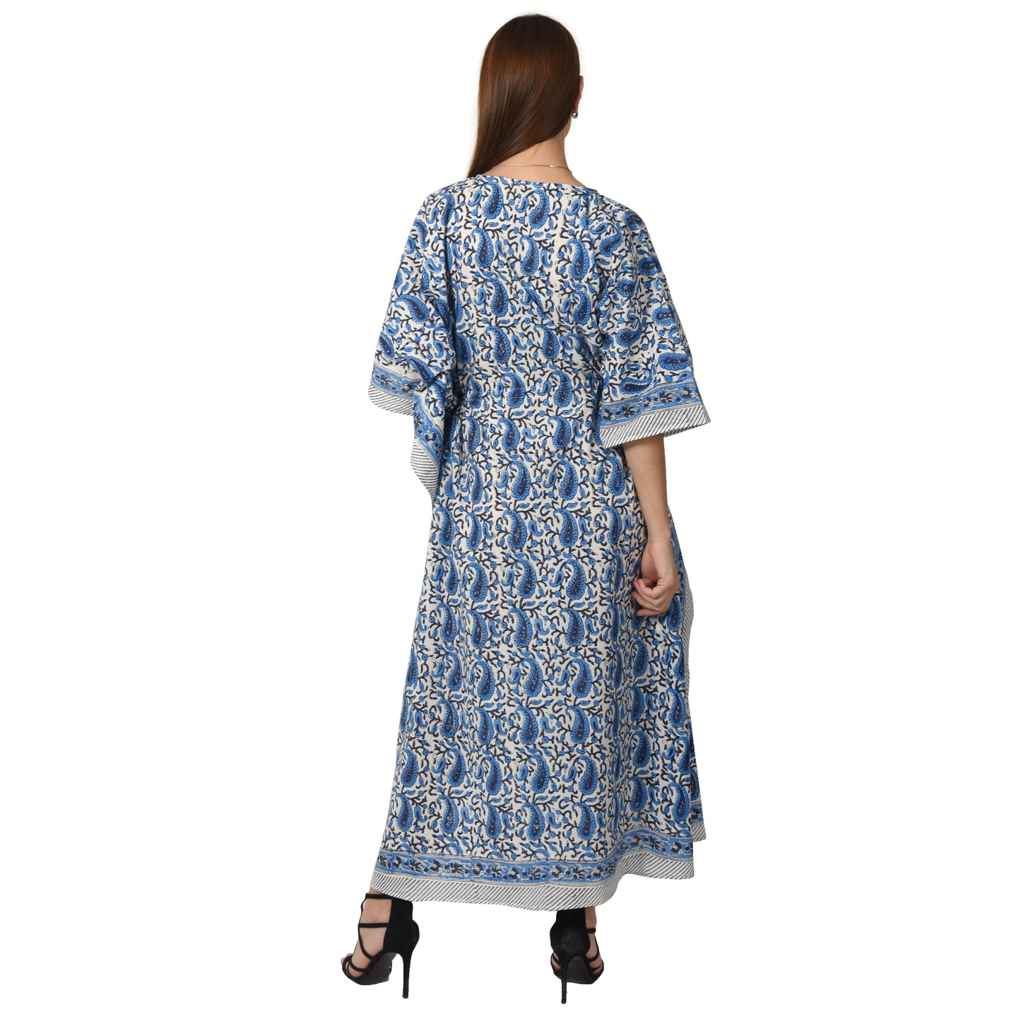 Hand Block Print Cotton Caftans For Women Free Size Vintage traditonal art Maxi gown sleepwear Night gown
