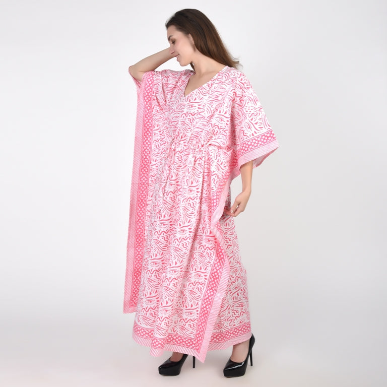 Hand Block Print Cotton Caftans For Women Free Size Vintage traditonal art Maxi gown sleepwear Night gown Kaftan dress