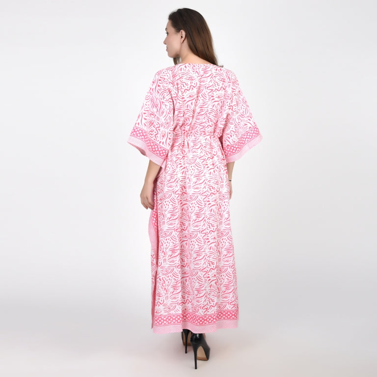 Hand Block Print Cotton Caftans For Women Free Size Vintage traditonal art Maxi gown sleepwear Night gown Kaftan dress