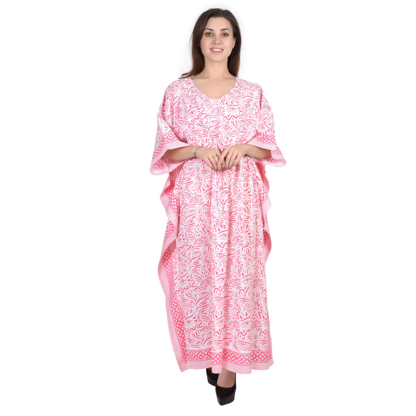 Hand Block Print Cotton Caftans For Women Free Size Vintage traditonal art Maxi gown sleepwear Night gown Kaftan dress