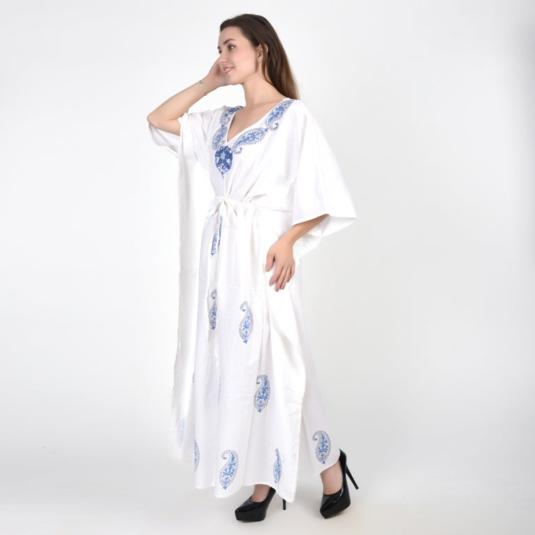 Hand Block Print Cotton Caftans For Women Free Size Vintage traditonal art Maxi gown sleepwear Night gown Kaftan dress