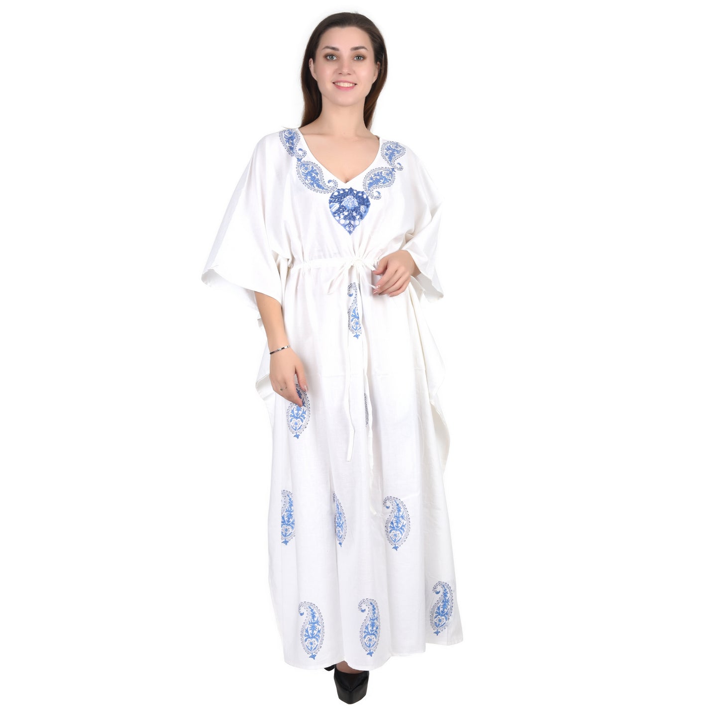 Hand Block Print Cotton Caftans For Women Free Size Vintage traditonal art Maxi gown sleepwear Night gown Kaftan dress