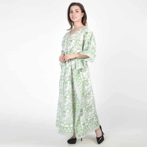 Hand Block Print Cotton Caftans For Women Free Size Vintage traditonal art Maxi gown sleepwear Night gown Kaftan dress