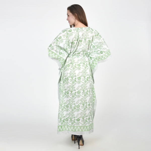 Hand Block Print Cotton Caftans For Women Free Size Vintage traditonal art Maxi gown sleepwear Night gown Kaftan dress