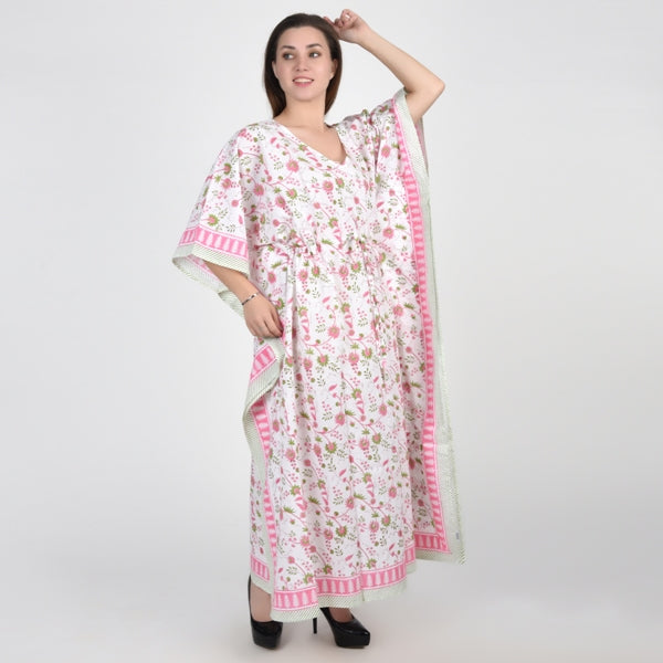 Hand Block Print Cotton Caftans For Women Free Size Vintage traditonal art Maxi gown sleepwear Night gown Kaftan dress
