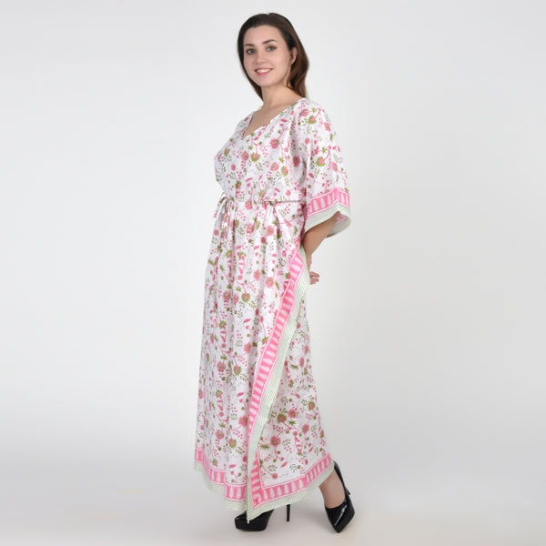 Hand Block Print Cotton Caftans For Women Free Size Vintage traditonal art Maxi gown sleepwear Night gown Kaftan dress