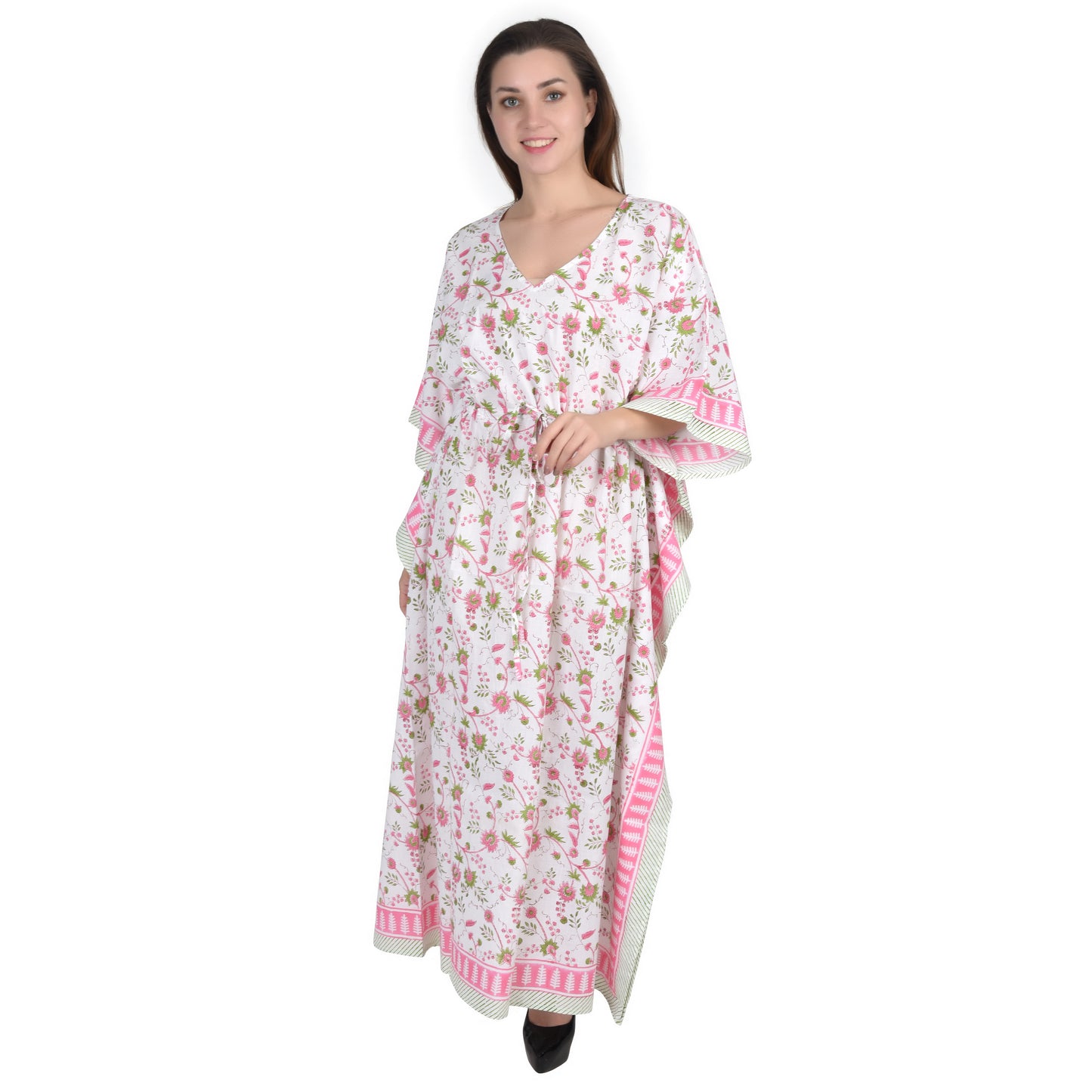 Hand Block Print Cotton Caftans For Women Free Size Vintage traditonal art Maxi gown sleepwear Night gown Kaftan dress