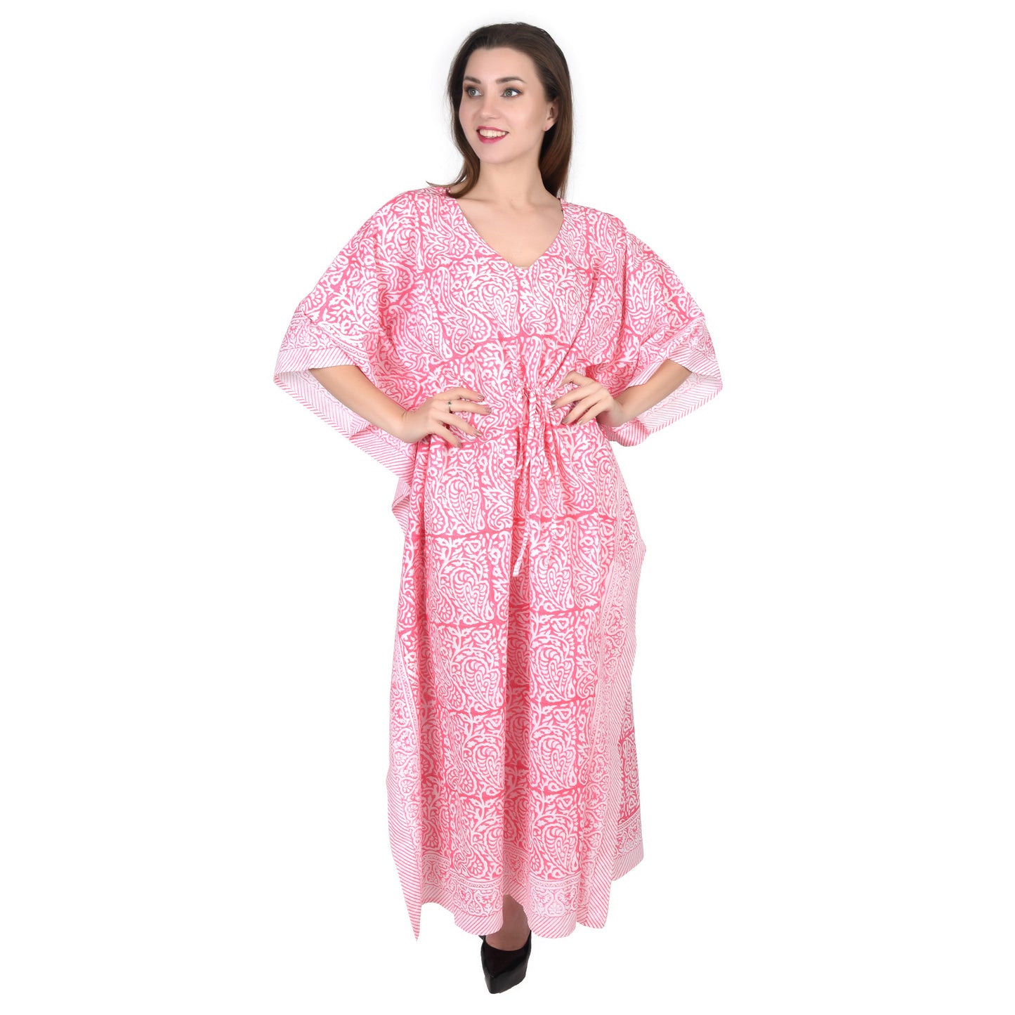 Hand Block Print Cotton Caftans For Women Free Size Vintage traditonal art Maxi gown sleepwear Night gown Kaftan dress