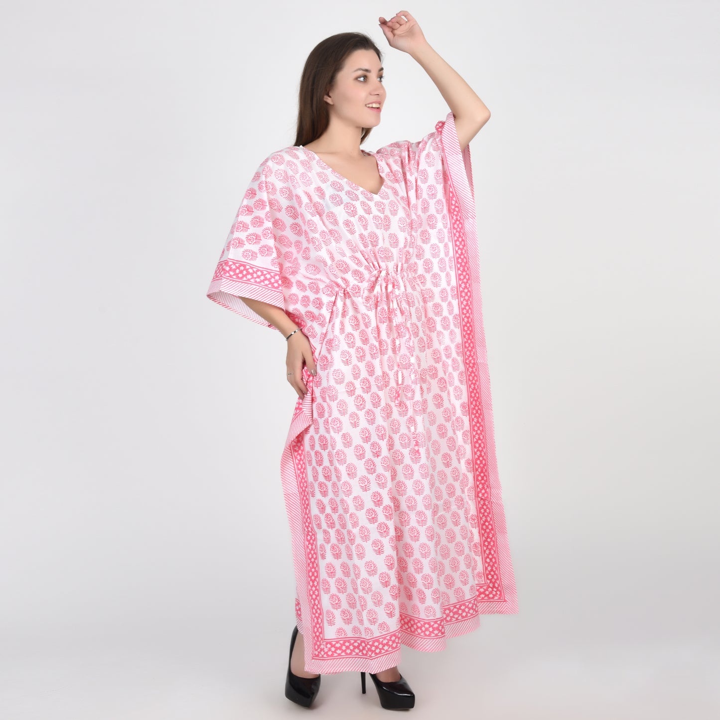 Hand Block Print Cotton Caftans For Women Free Size Vintage traditonal art Maxi gown sleepwear Night gown Kaftan dress