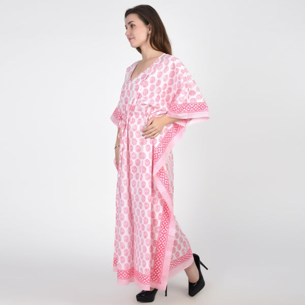 Hand Block Print Cotton Caftans For Women Free Size Vintage traditonal art Maxi gown sleepwear Night gown Kaftan dress