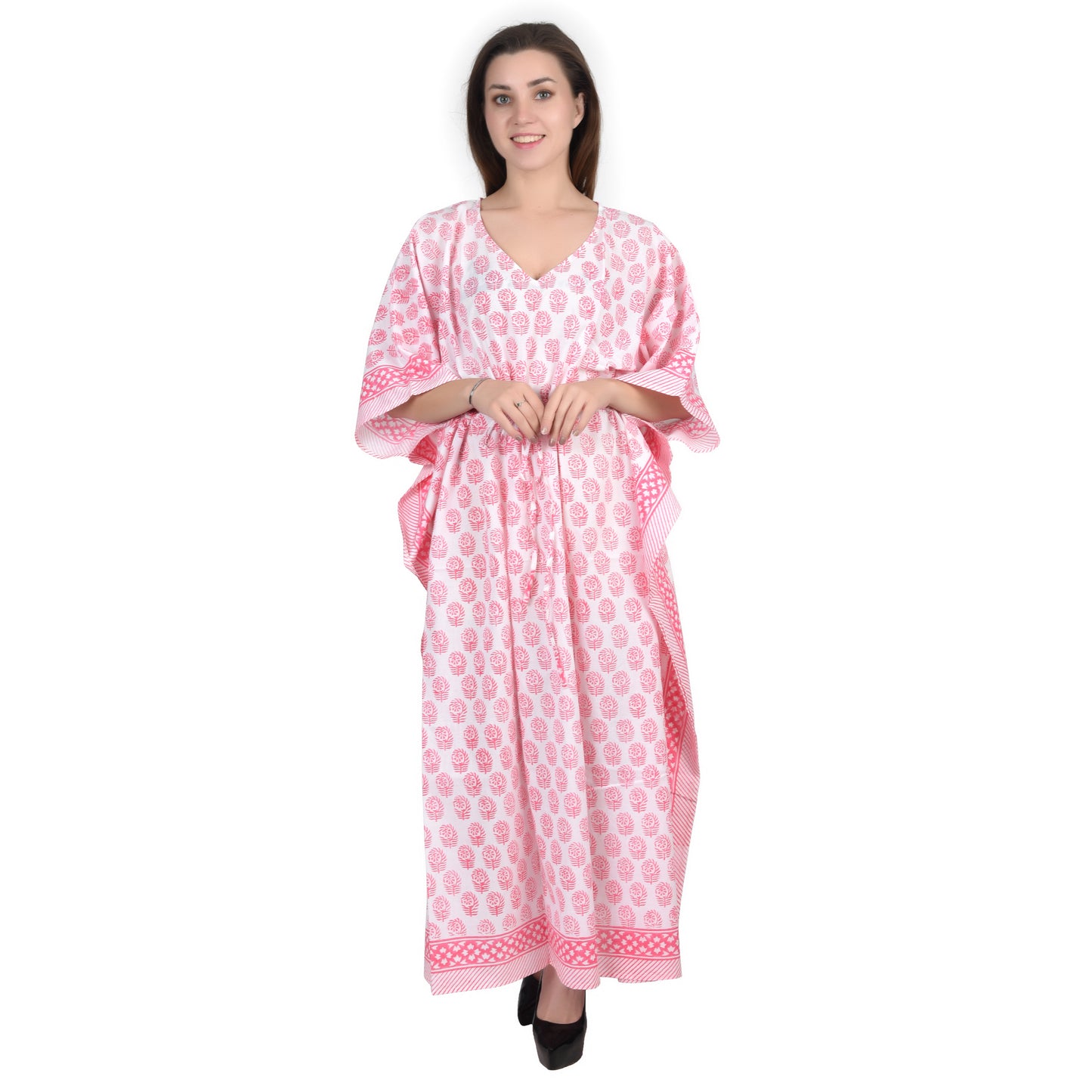 Hand Block Print Cotton Caftans For Women Free Size Vintage traditonal art Maxi gown sleepwear Night gown Kaftan dress