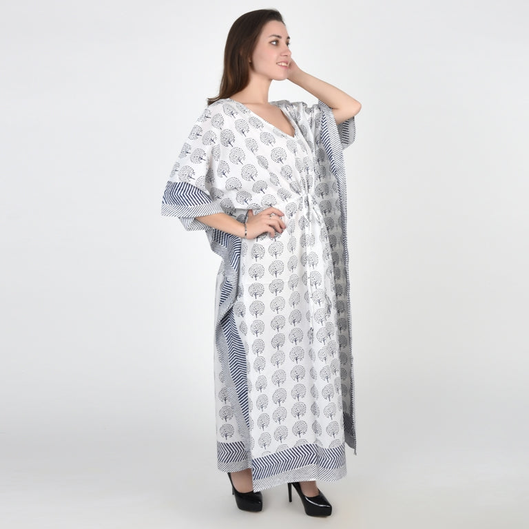 Hand Block Print Cotton Caftans For Women Free Size Vintage traditonal art Maxi gown sleepwear Night gown Kaftan dress