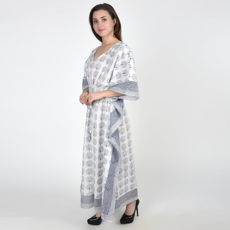 Hand Block Print Cotton Caftans For Women Free Size Vintage traditonal art Maxi gown sleepwear Night gown Kaftan dress