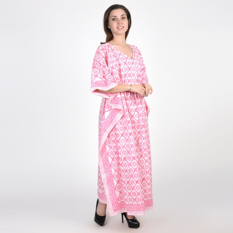 Hand Block Print Cotton Caftans For Women Free Size Vintage traditonal art Maxi gown sleepwear Night gown Kaftan dress