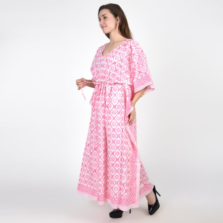 Hand Block Print Cotton Caftans For Women Free Size Vintage traditonal art Maxi gown sleepwear Night gown Kaftan dress
