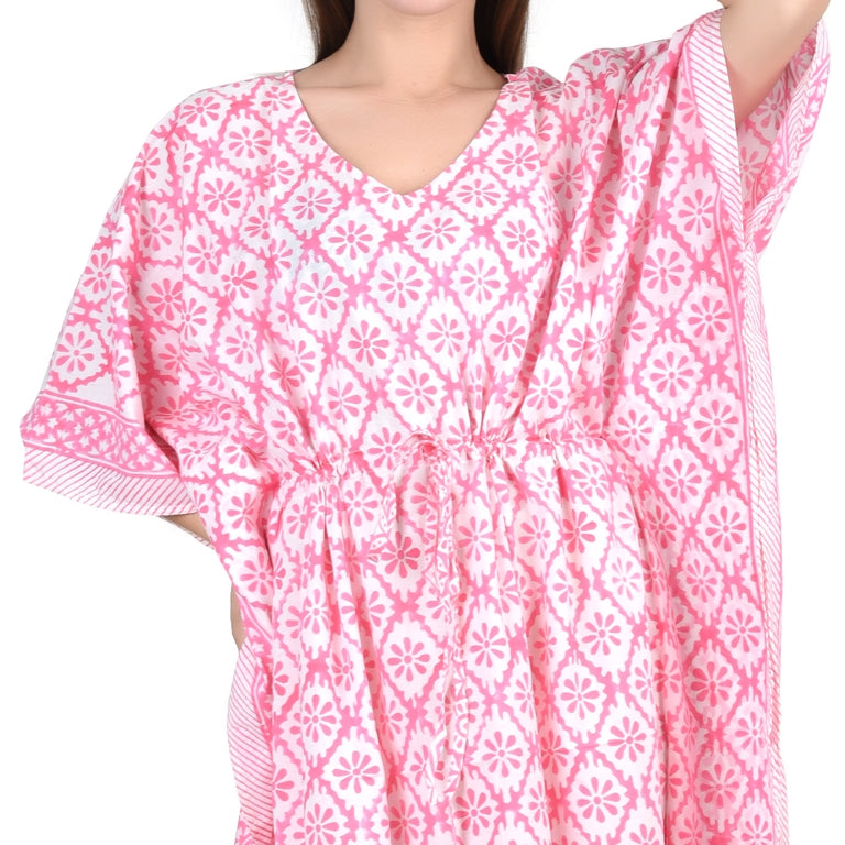 Hand Block Print Cotton Caftans For Women Free Size Vintage traditonal art Maxi gown sleepwear Night gown Kaftan dress