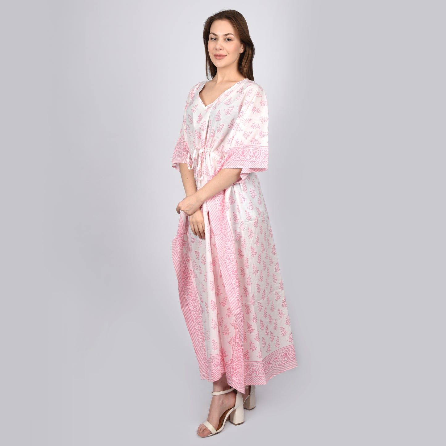 Hand Block Print Cotton Caftans For Women Free Size Vintage traditonal art Maxi gown sleepwear Night gown