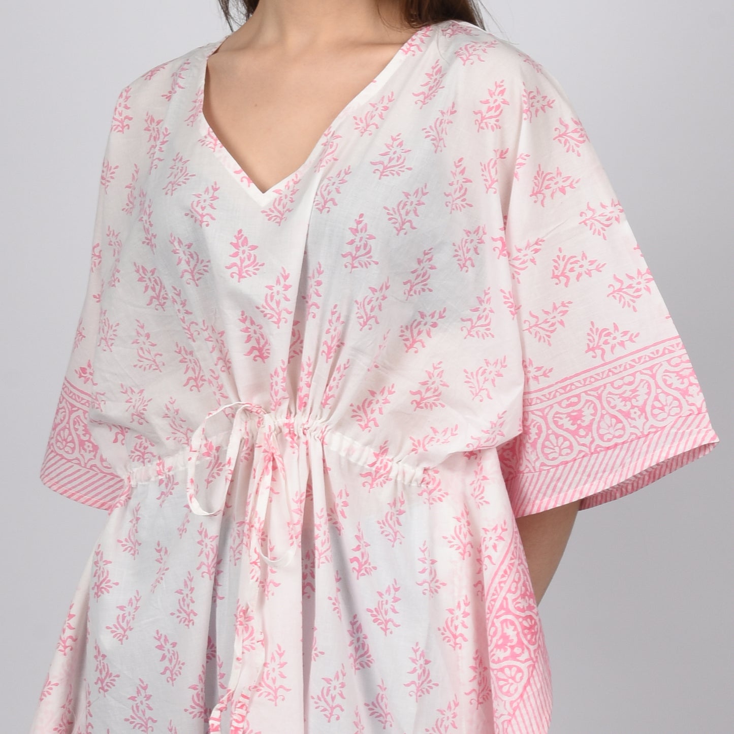 Hand Block Print Cotton Caftans For Women Free Size Vintage traditonal art Maxi gown sleepwear Night gown