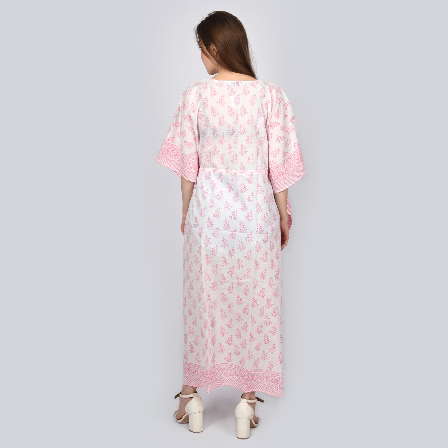 Hand Block Print Cotton Caftans For Women Free Size Vintage traditonal art Maxi gown sleepwear Night gown