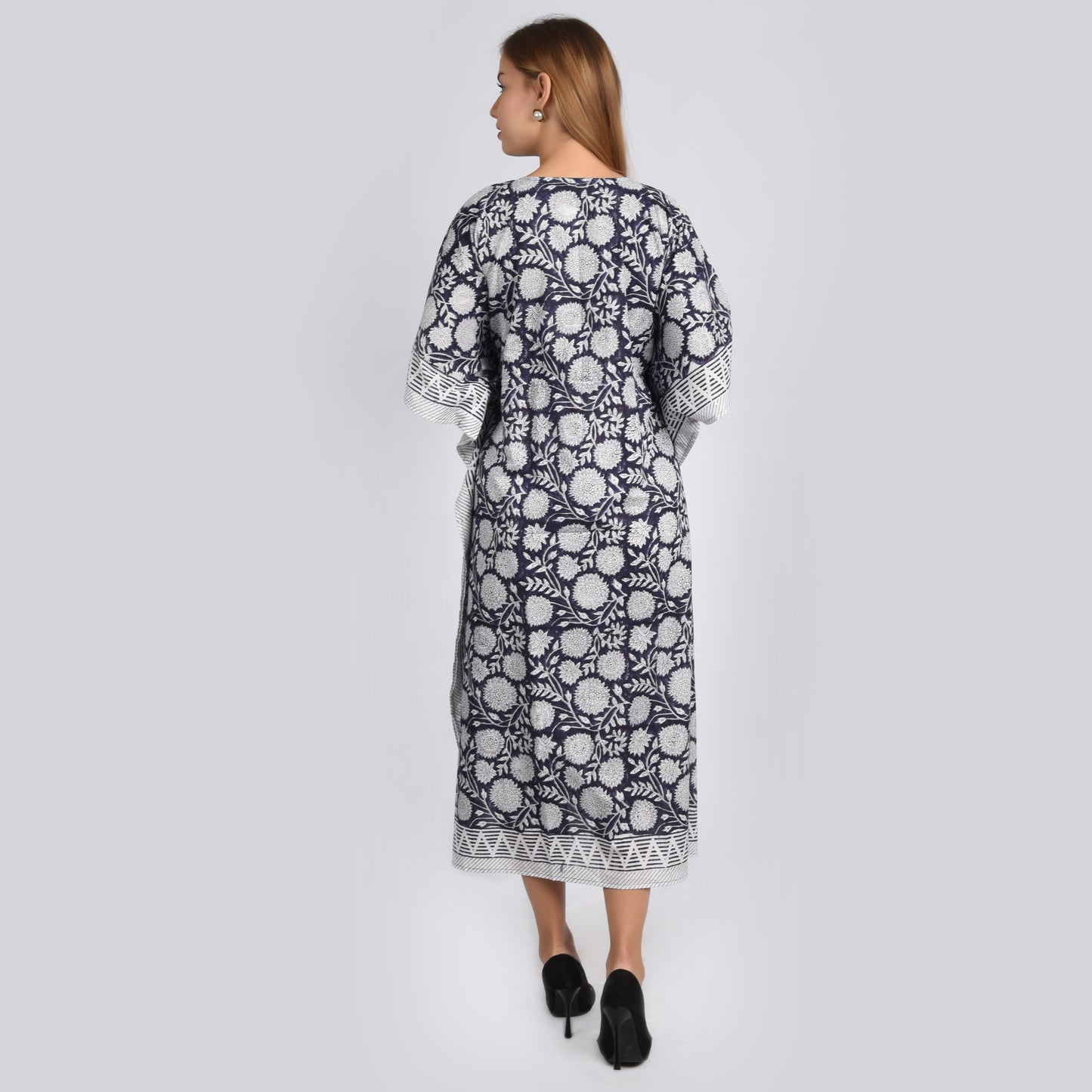 Hand Block Print Cotton Caftans For Women Free Size Vintage traditonal art Maxi gown sleepwear Night gown