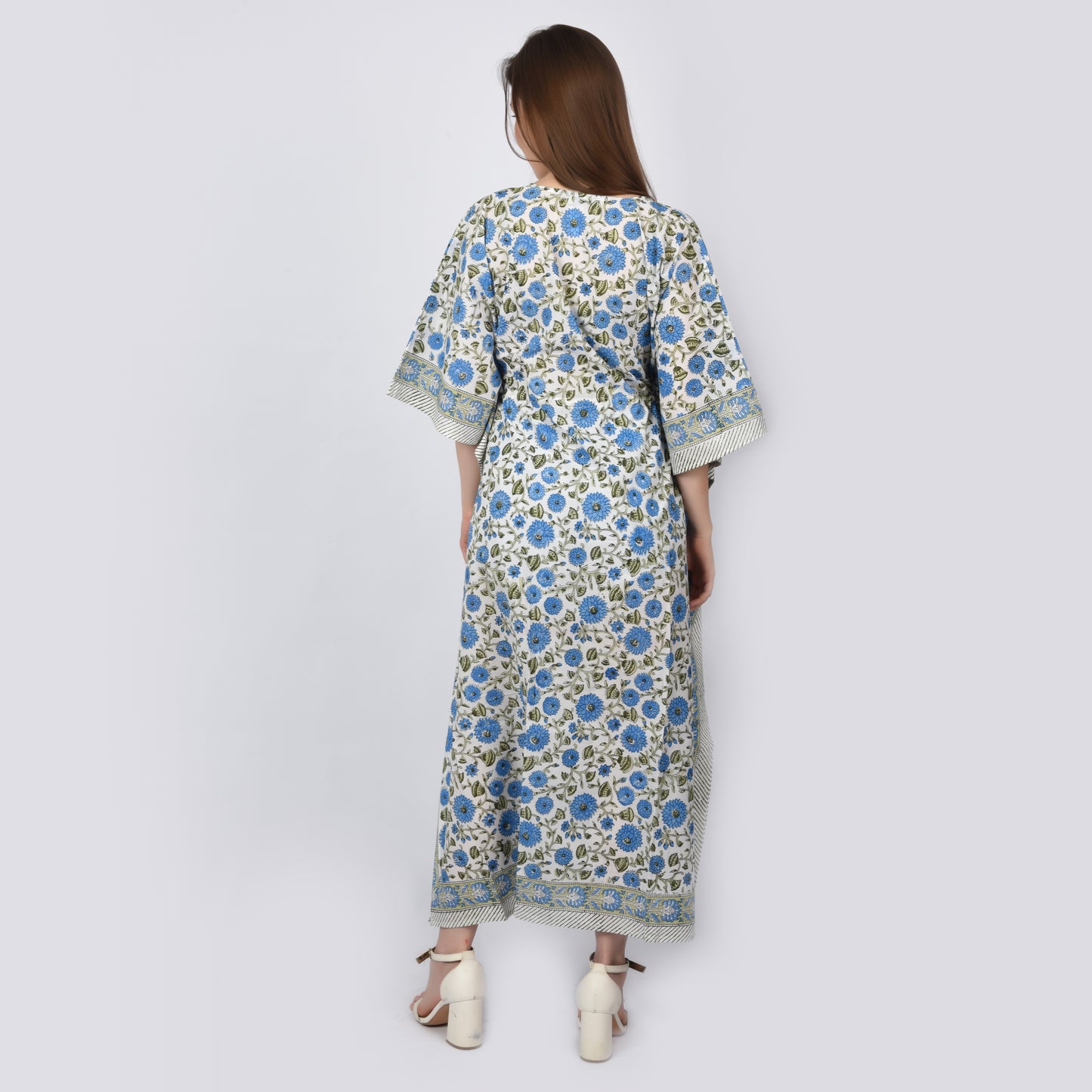 Hand Block Print Cotton Caftans For Women Free Size Vintage traditonal art Maxi gown sleepwear Night gown Kaftan dress
