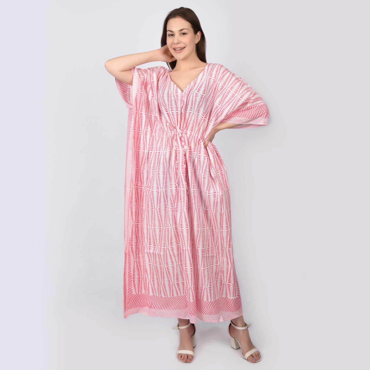 Hand Block Print Cotton Caftans For Women Free Size Vintage traditonal art Maxi gown sleepwear Night gown Kaftan dress