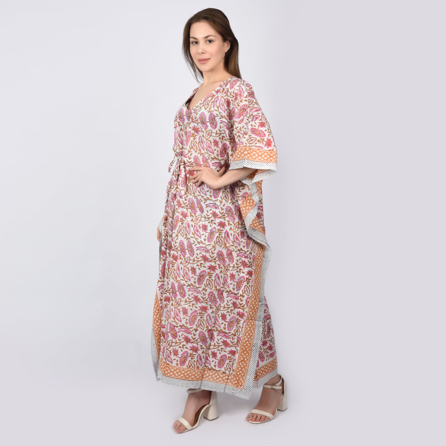 Hand Block Print Cotton Caftans For Women Free Size Vintage traditonal art Maxi gown sleepwear Night gown Kaftan dress