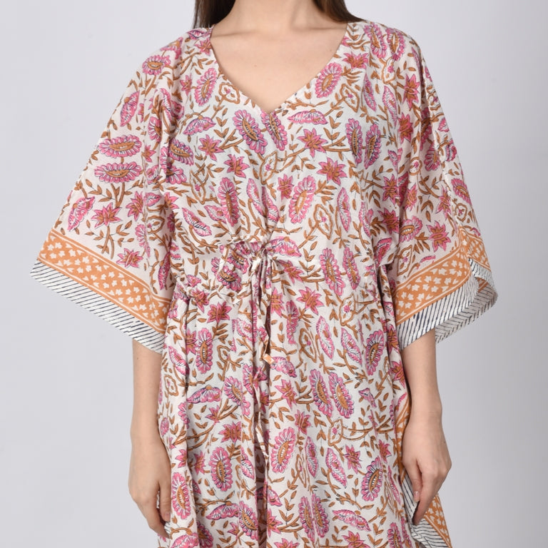 Hand Block Print Cotton Caftans For Women Free Size Vintage traditonal art Maxi gown sleepwear Night gown Kaftan dress