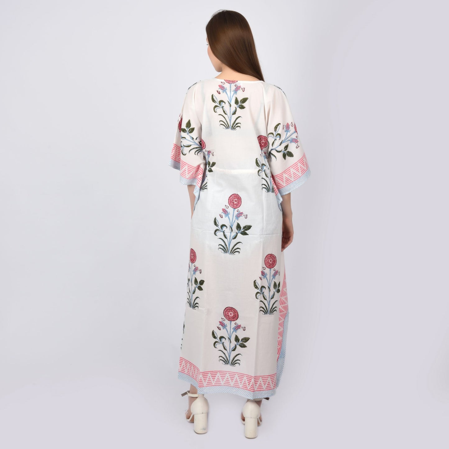 Hand Block Print Cotton Caftans For Women Free Size Vintage traditonal art Maxi gown sleepwear Night gown
