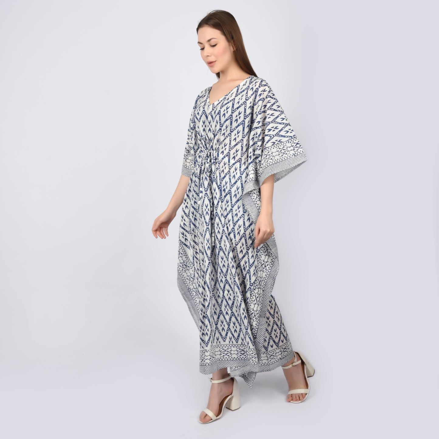 Hand Block Print Cotton Caftans For Women Free Size Vintage traditonal art Maxi gown sleepwear Night gown Kaftan dress