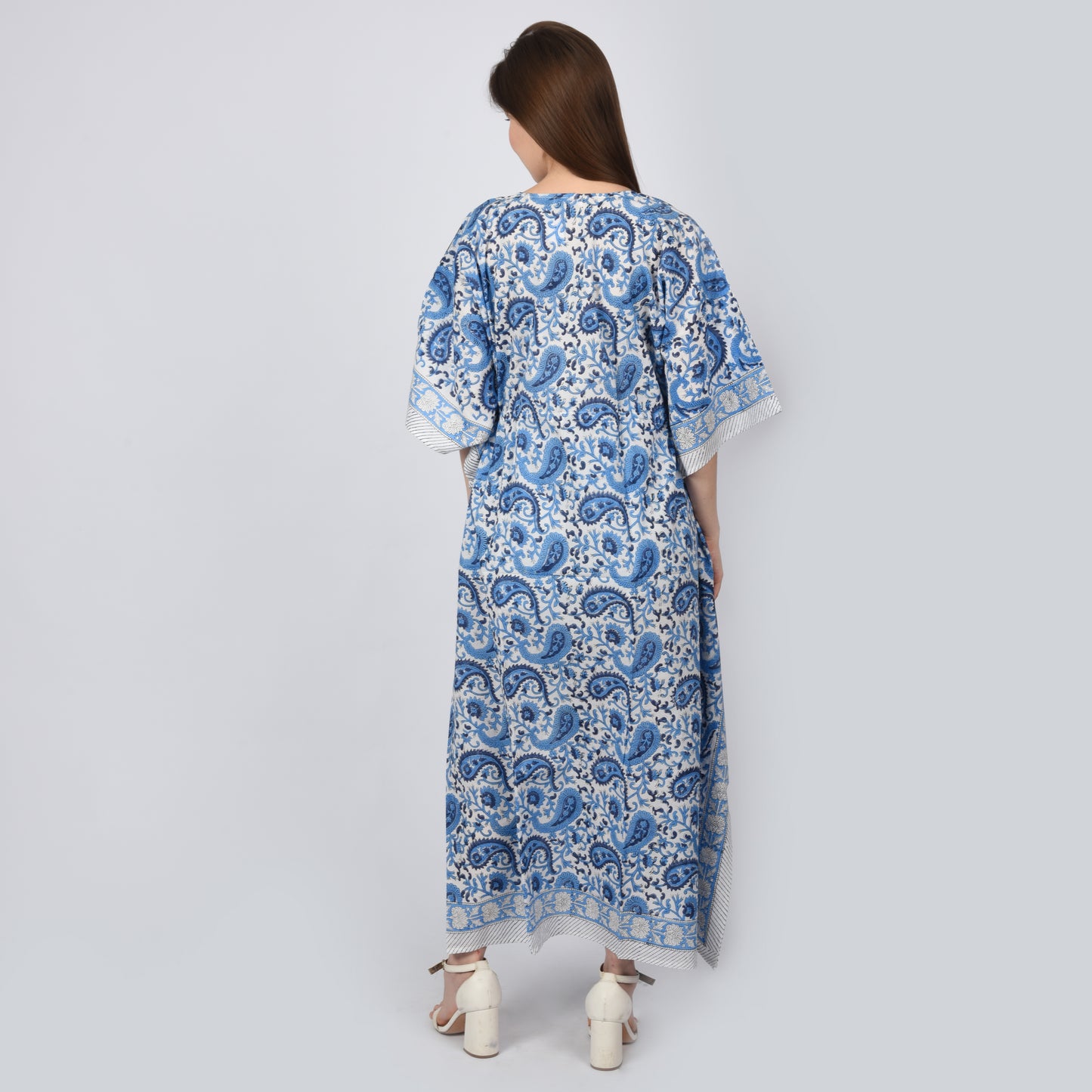 Hand Block Print Cotton Caftans For Women Free Size Vintage traditonal art Maxi gown sleepwear Night gown Kaftan dress