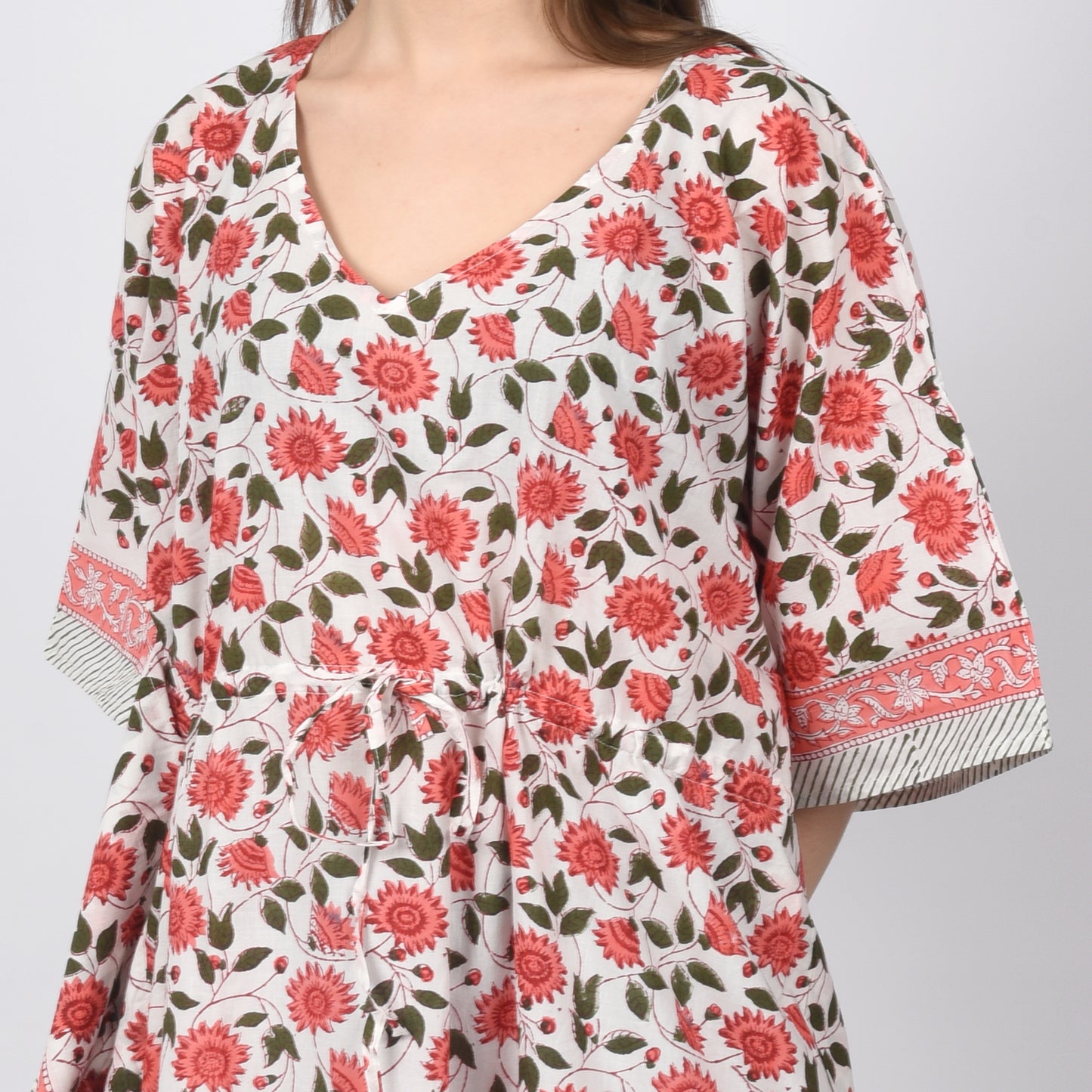 Hand Block Print Cotton Caftans For Women Free Size Vintage traditonal art Maxi gown sleepwear Night gown Kaftan dress