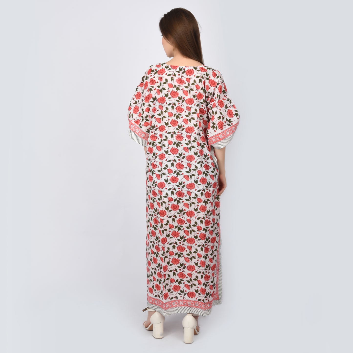 Hand Block Print Cotton Caftans For Women Free Size Vintage traditonal art Maxi gown sleepwear Night gown Kaftan dress