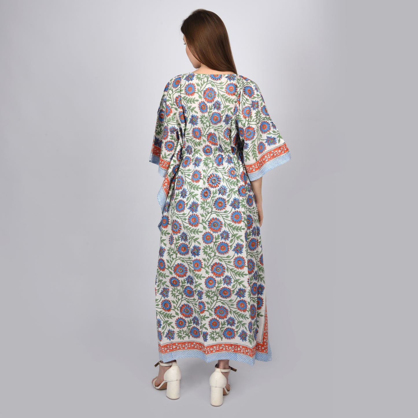 Hand Block Print Cotton Caftans For Women Free Size Vintage traditonal art Maxi gown sleepwear Night gown Kaftan dress