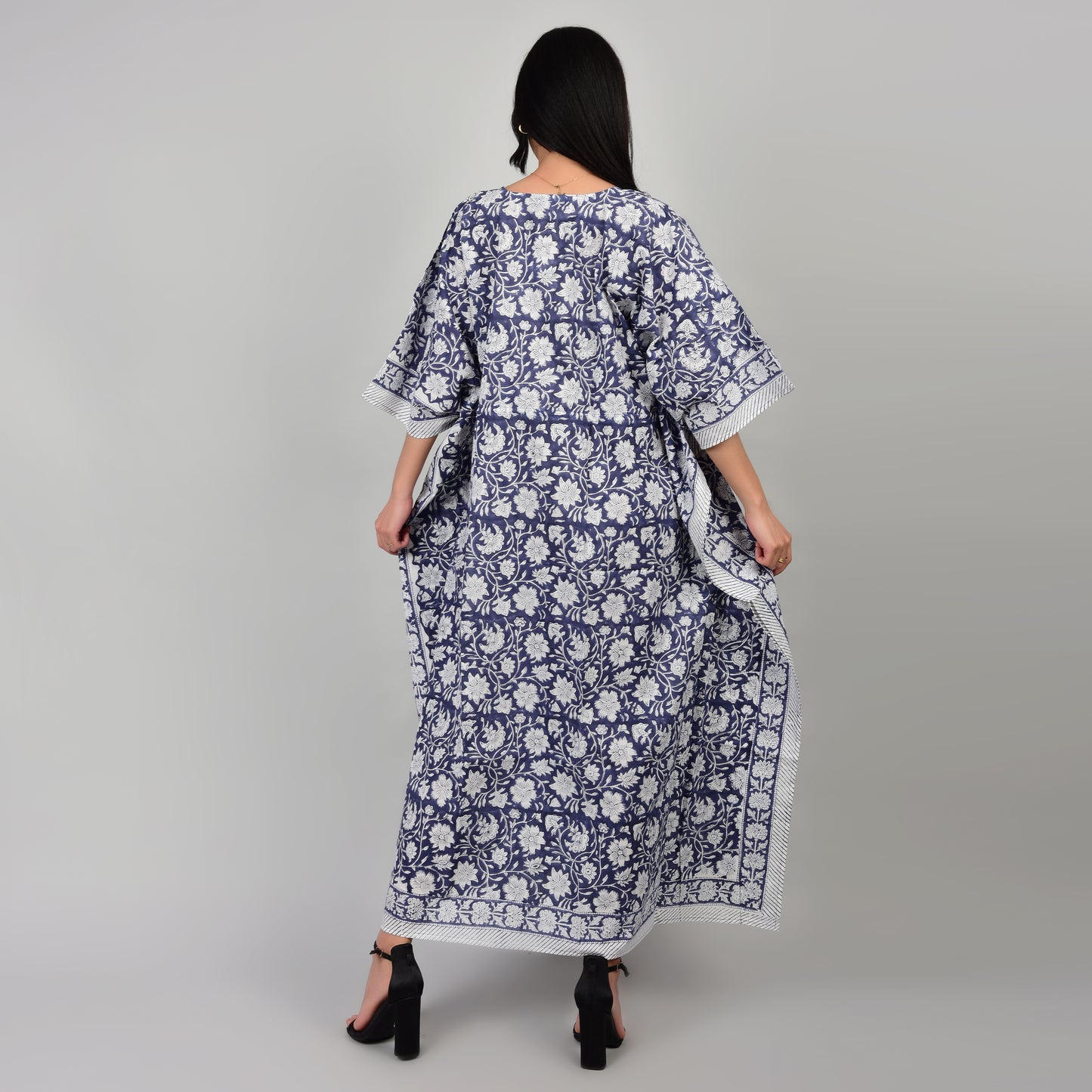 Hand Block Print Cotton Caftans For Women Free Size Vintage traditonal art Maxi gown sleepwear Night gown Kaftan dress