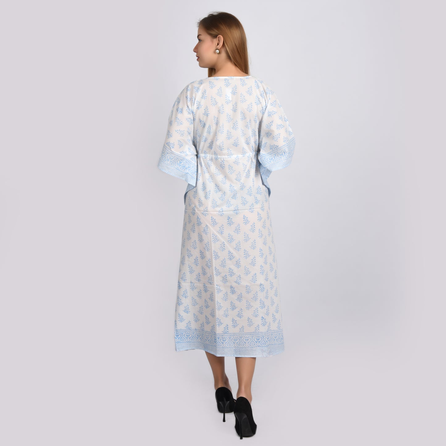 Hand Block Print Cotton Caftans For Women Free Size Vintage traditonal art Maxi gown sleepwear Night gown