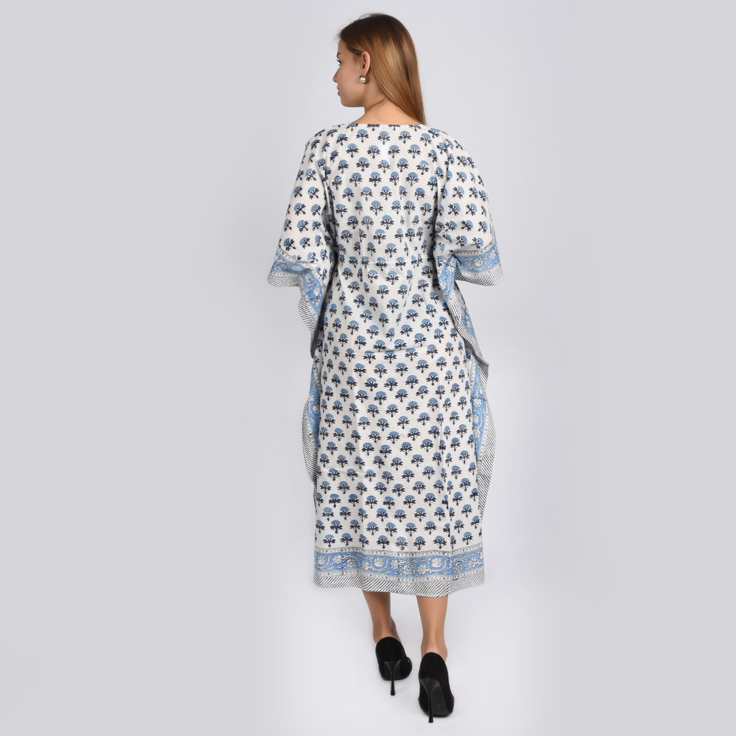 Hand Block Print Cotton Caftans For Women Free Size Vintage traditonal art Maxi gown sleepwear Night gown