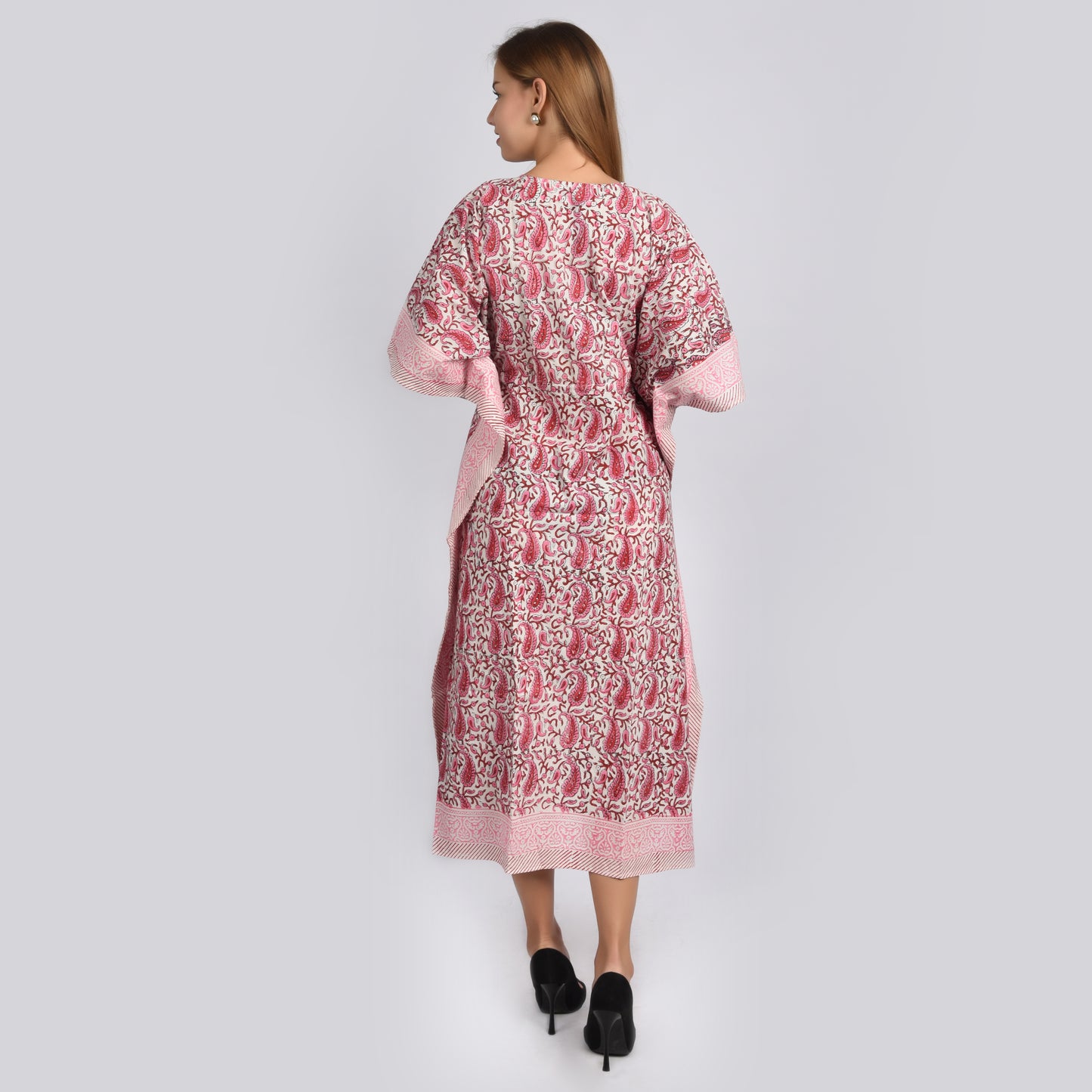 Hand Block Print Cotton Caftans For Women Free Size Vintage traditonal art Maxi gown sleepwear Night gown