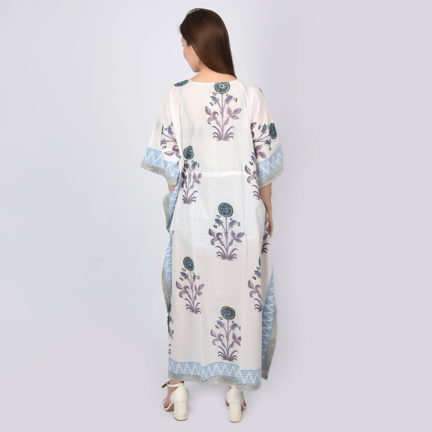 Hand Block Print Cotton Caftans For Women Free Size Vintage traditonal art Maxi gown sleepwear Night gown