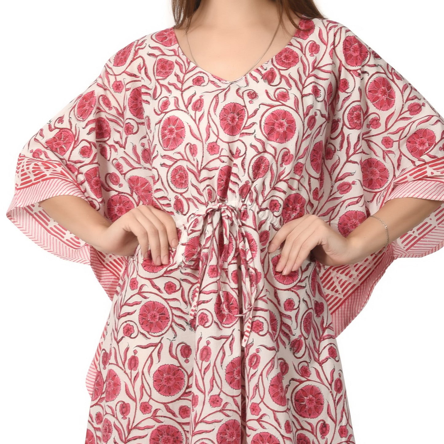 Hand Block Print Cotton Caftans For Women Free Size Vintage traditonal art Maxi gown sleepwear Night gown