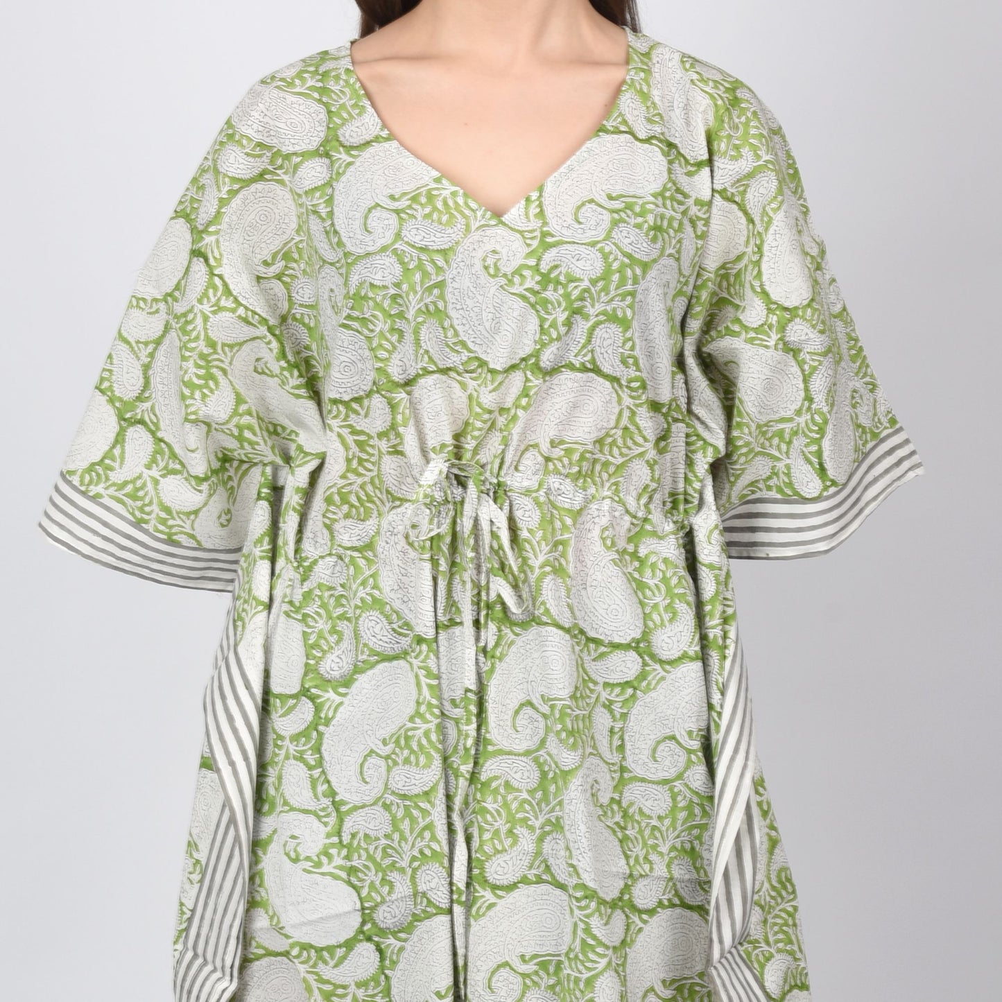 Hand Block Print Cotton Caftans For Women Free Size Vintage traditonal art Maxi gown sleepwear Night gown